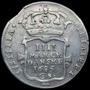 1685, 4 mark / krone, Chr.V, Sieg 42, Hede 79, Kva. 1+-1