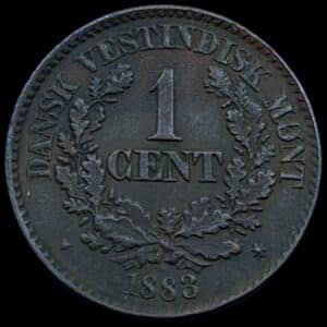 Dansk Vestindien, 1 cent 1883, Chr.IX, Sieg 20, Hede 28, KM 68, Kva. 1+