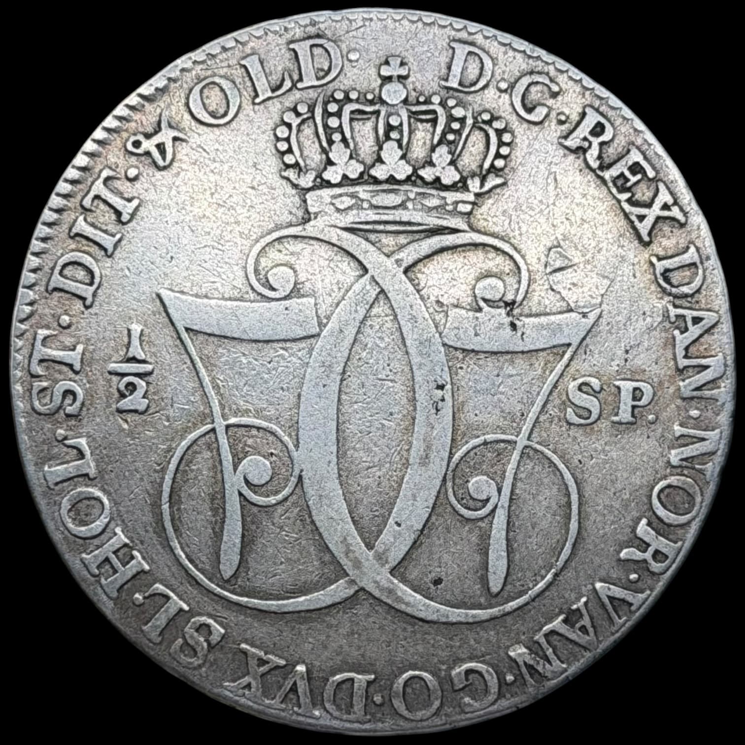 1786 DCL, 1/2 speciedaler, Chr.VII, Sieg 22.2, Hede 12B, Kva. 1+ ualm. type - Image 2