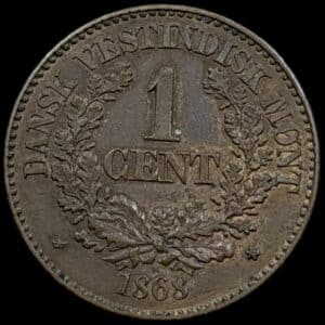 Dansk Vestindien, 1 cent 1868, Chr.IX, Sieg 20, Hede 28, KM 68, Kva. 1+-01