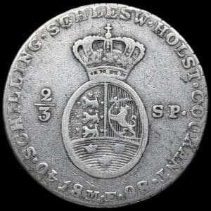 1808 MF, 2/3 speciedaler, Slesvig-Holsten, Chr.VII, Sieg 44, Hede 40A, Kva. 1+-1