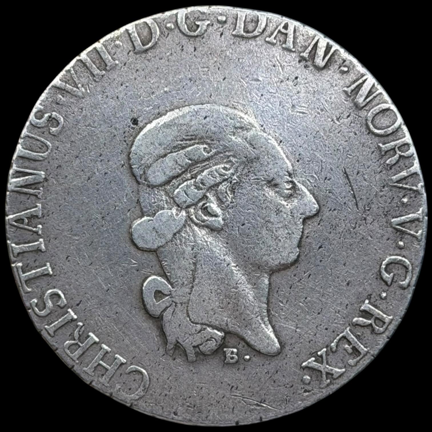 1797 MF, 2/3 speciedaler, Slesvig-Holsten, Chr.VII, Sieg 44, Hede 40, Kva. 1+ renset - Image 2