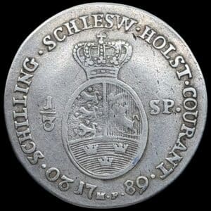 1789 MF, 1/3 speciedaler, Slesvig-Holsten, Chr.VII, Sieg 43.3, Hede 41C, Kva. 1+-1
