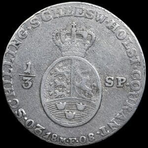 1808 MF, 1/3 speciedaler, Slesvig-Holsten, Chr.VII, Sieg 43.1, Hede 41A, Kva. 1+