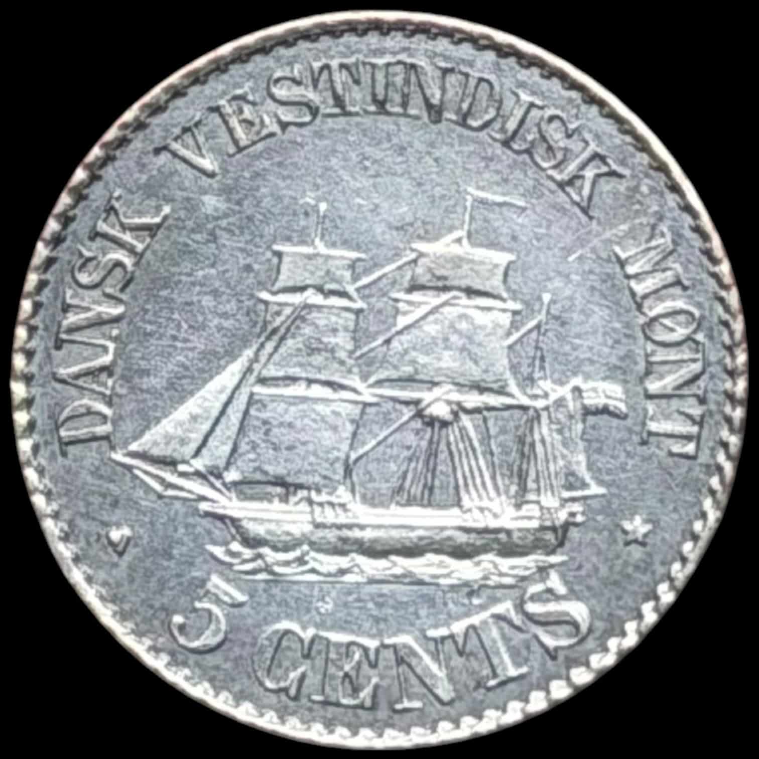 Dansk Vestindien, 5 cent 1878, Chr.IX, Sieg 21, Hede 27, KM 69, Kva. 01 - Image 2