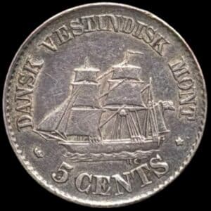 Dansk Vestindien, 5 cent 1859, Fre.VII, Sieg 17, Hede 21, KM 65, Kva. 01-1+