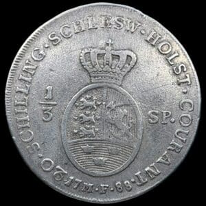 1788 MF, 1/3 speciedaler, Slesvig-Holsten, Chr.VII, Sieg 43.1, Hede 41A, Kva. 1+-1