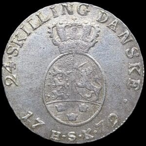 1779 HSK, 24 skilling, Chr.VII, Sieg 12.2, Hede 28B, Kva. 1+ Sjælden