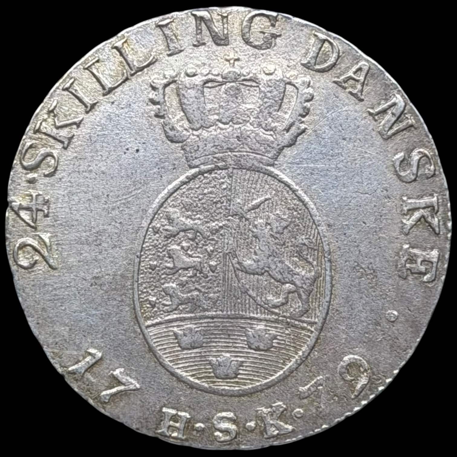 1779 HSK, 24 skilling, Chr.VII, Sieg 12.2, Hede 28B, Kva. 1+ Sjælden