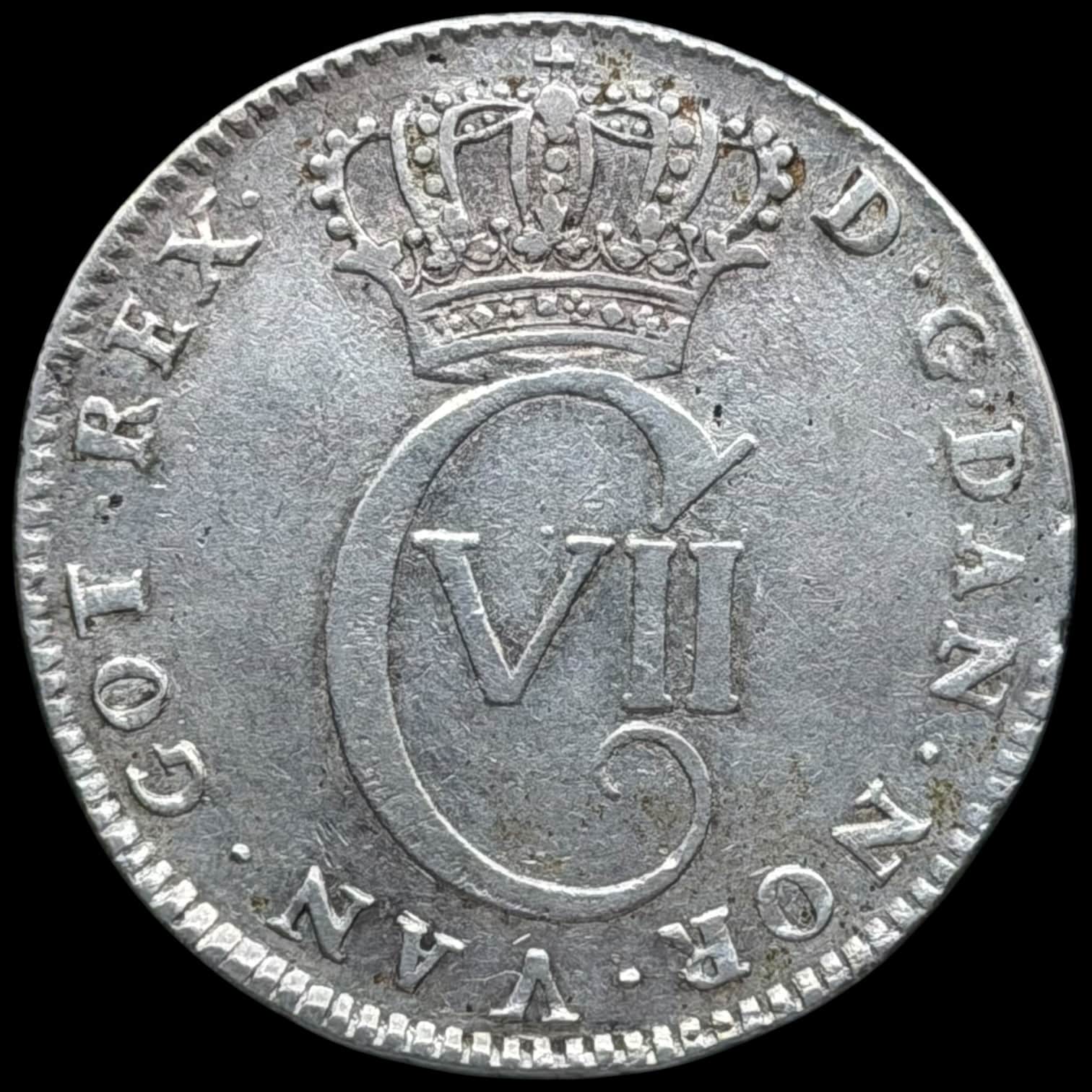 1767 HSK, 24 skilling, Chr.VII, Sieg 11, Hede 27, Kva. 01-1+, Præget som kastemønt til kongens salving den 1. maj 1767 - Image 2