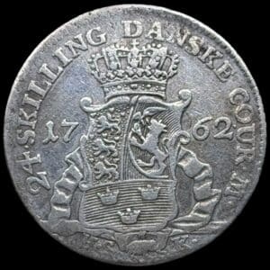 1762 HSK, 24 skilling, Fre.V, Sieg 7.2, Hede 35B, Kva. 1+-1