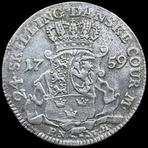 1759 PNVH, 24 skilling, Fre.V, Sieg 7.1, Hede 35A, Kva. 1+