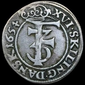 Norge, 1 mark 1654, Fre.III, Sieg 5.3, Hede 68C, NMD 176, Kva. 1+-1