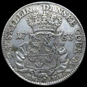 1753 PNVH, 24 skilling, Fre.V, Sieg 7.1, Hede 35A, Kva. 1+