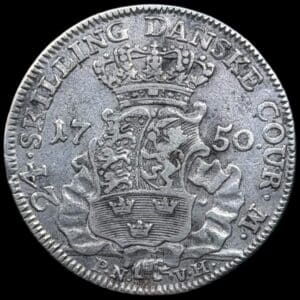 1750 PNVH, 24 skilling, Fre.V, Sieg 7.1, Hede 35A, Kva. 1+