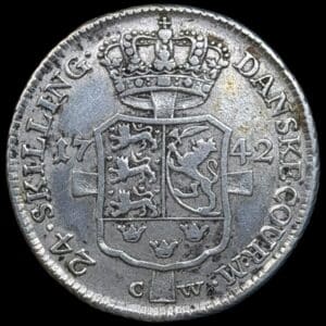 1742 CW, 24 skilling, Chr.VI, Sieg 4.2, Hede 7B, Kva. 1+