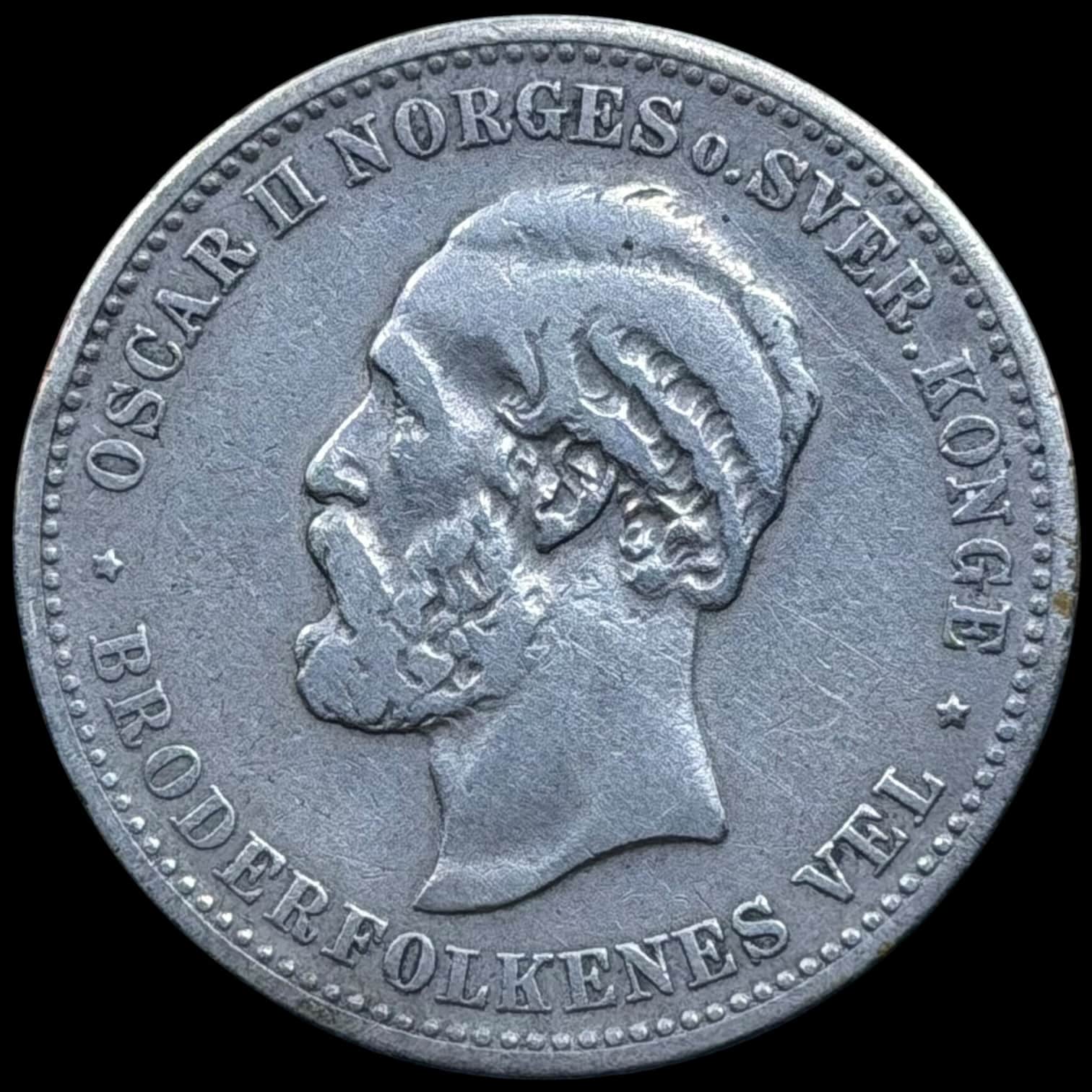 Norge, 2 kroner 1885, Oscar II, Sieg 65, NM 18, Kva. 1 - Image 2