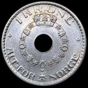 Norge, 1 krone 1925, Haakon VII, Sieg 60, NM 23, Kva. 0-01 Stempleglans