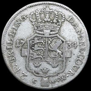 1734 CW, 24 skilling, Chr.VI, Sieg 4.2, Hede 7B, Kva. 1+