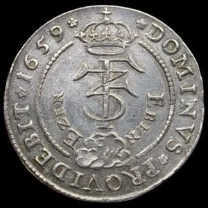 1659, 4 mark / krone "Eben Ezer", Fre.III, Sieg 51, Hede 98, Kva 01 ubetydelig blanketfejl