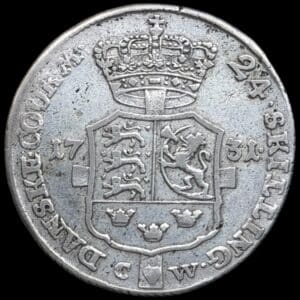 1731, 24 skilling, Chr.VI, Sieg 3.1, Hede 6A, Kva. 1+
