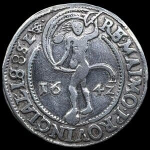 1642, 8 skilling lybsk, Glückstadt, Chr.IV, Sieg 175.2, Hede 175B, Kva. 1+ opgraderet i fleterne