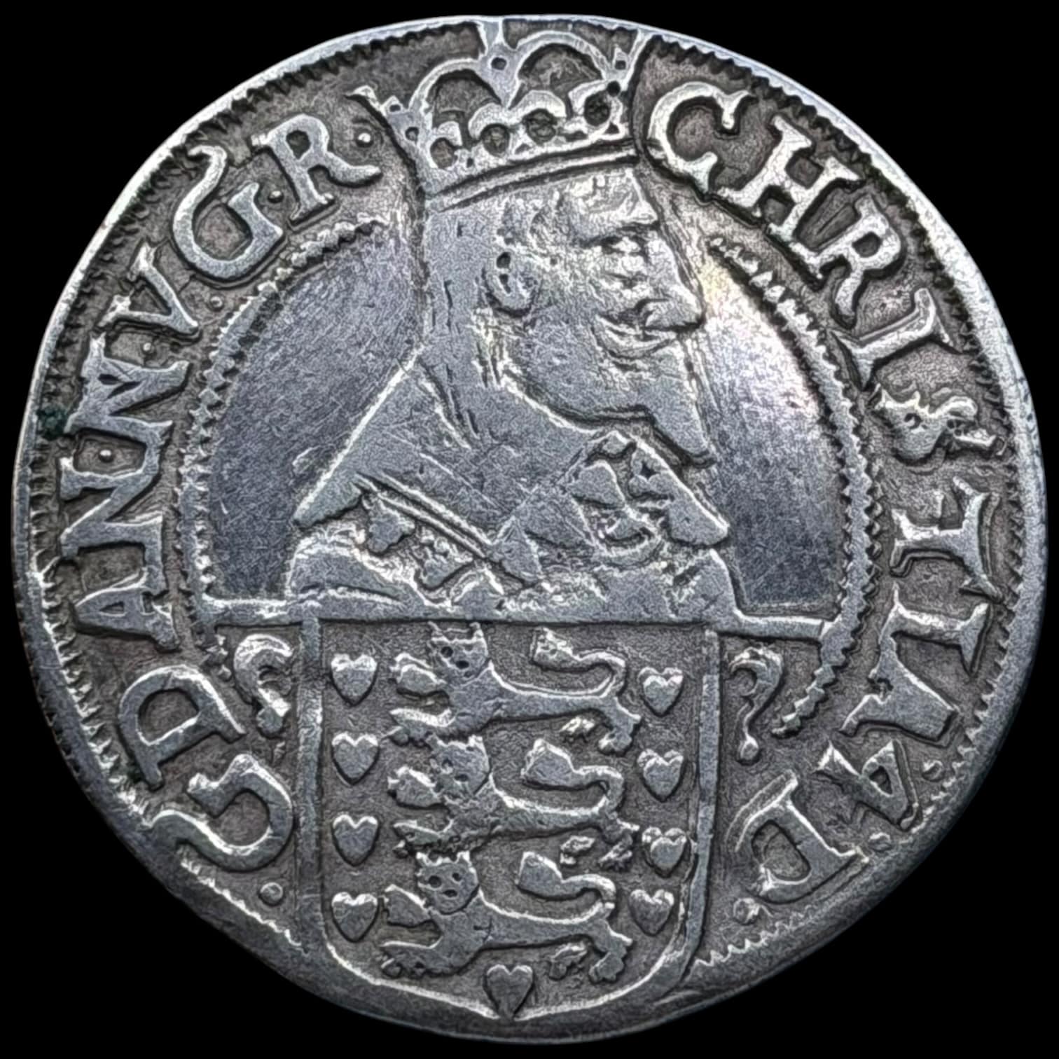 1642, 8 skilling lybsk, Glückstadt, Chr.IV, Sieg 175.2, Hede 175B, Kva. 1+ opgraderet i fleterne - Image 2