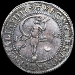 1642, 8 skilling lybsk, Glückstadt, Chr.IV, Sieg 175.1, Hede 175A, Kva. 1+-01 Sjælden