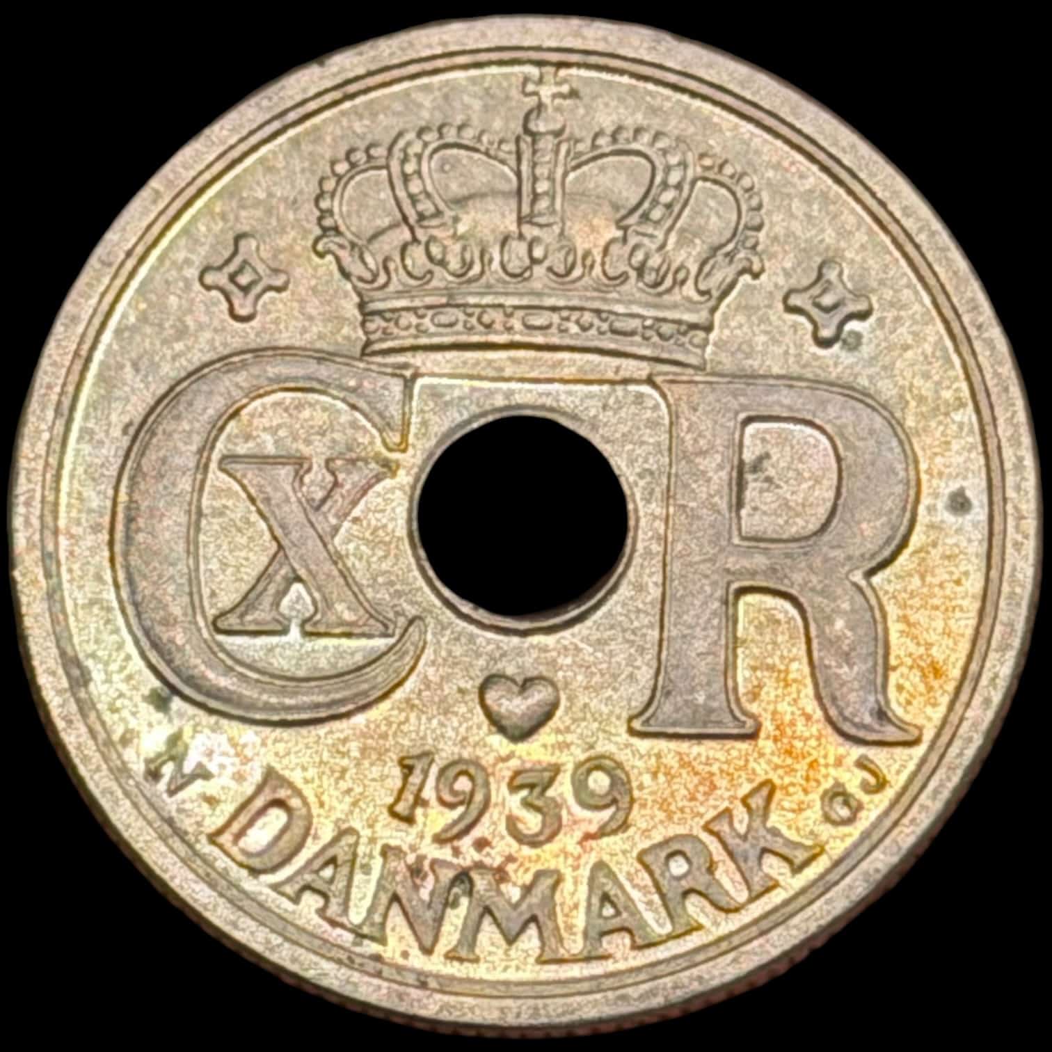 1939, 25 øre, Chr.X, Sieg 4.2, Hede 24B, Kva. M-0 Håndteringspor - Image 4