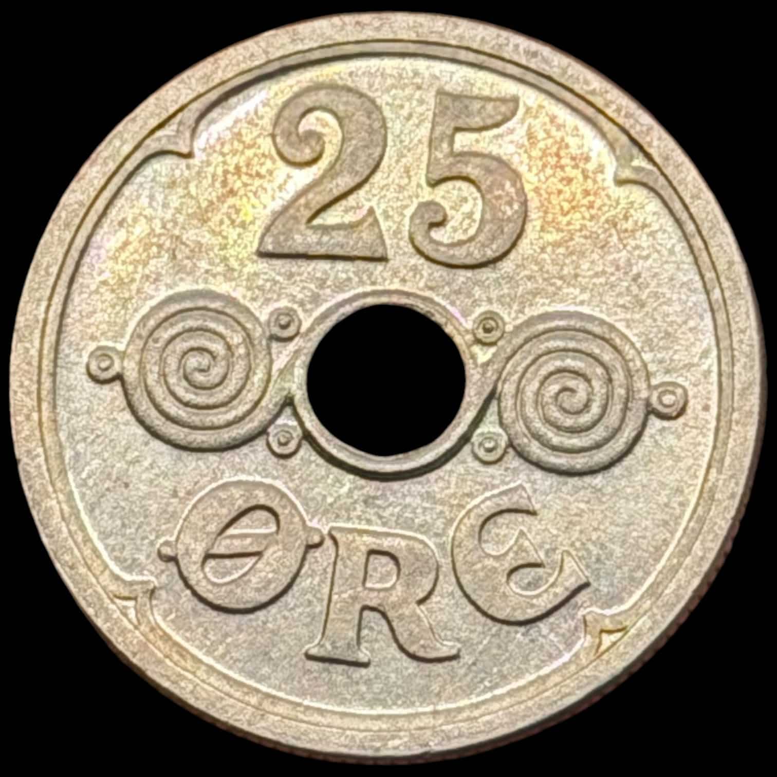 1939, 25 øre, Chr.X, Sieg 4.2, Hede 24B, Kva. M-0 Håndteringspor - Image 5