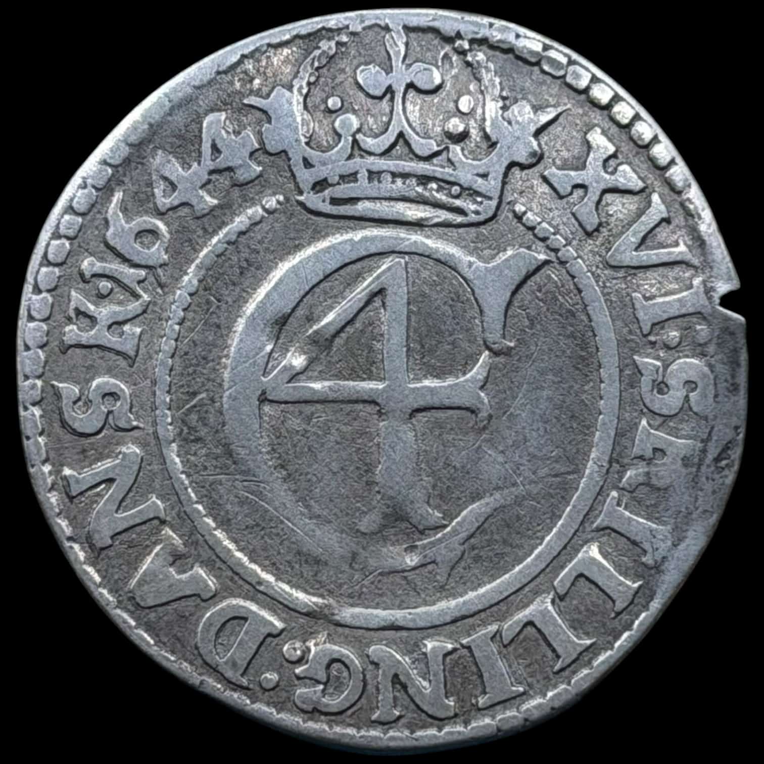 Norge, 1 mark 1644 "Hebræer", Chr.IV, Sieg 6, Hede 20, Kva. 1