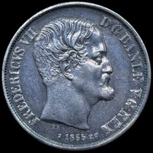 1855 FF, 1 Rigsdaler, Fre.VII, Sieg 13.2, Hede 8B, Kva. 1+