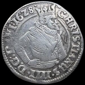1628, 1 mark, Glückstadt, Chr.IV, Sieg 176, Hede 173, Kva. 1-1+ ejermærke