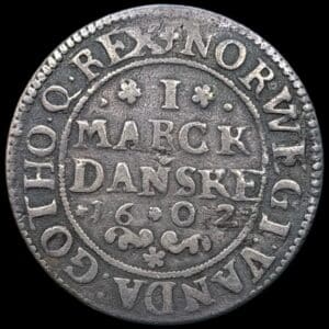 1602, 1 mark, Chr.IV, Sieg 64.1, Hede 77A, Kva. 1-1+
