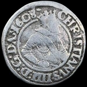 1608, 8 skilling, Chr.IV, Sieg 55, Hede 96, Kva. 1 renset