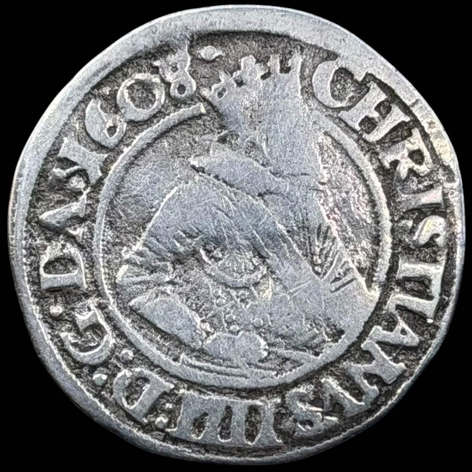 1608, 8 skilling, Chr.IV, Sieg 55, Hede 96, Kva. 1 renset