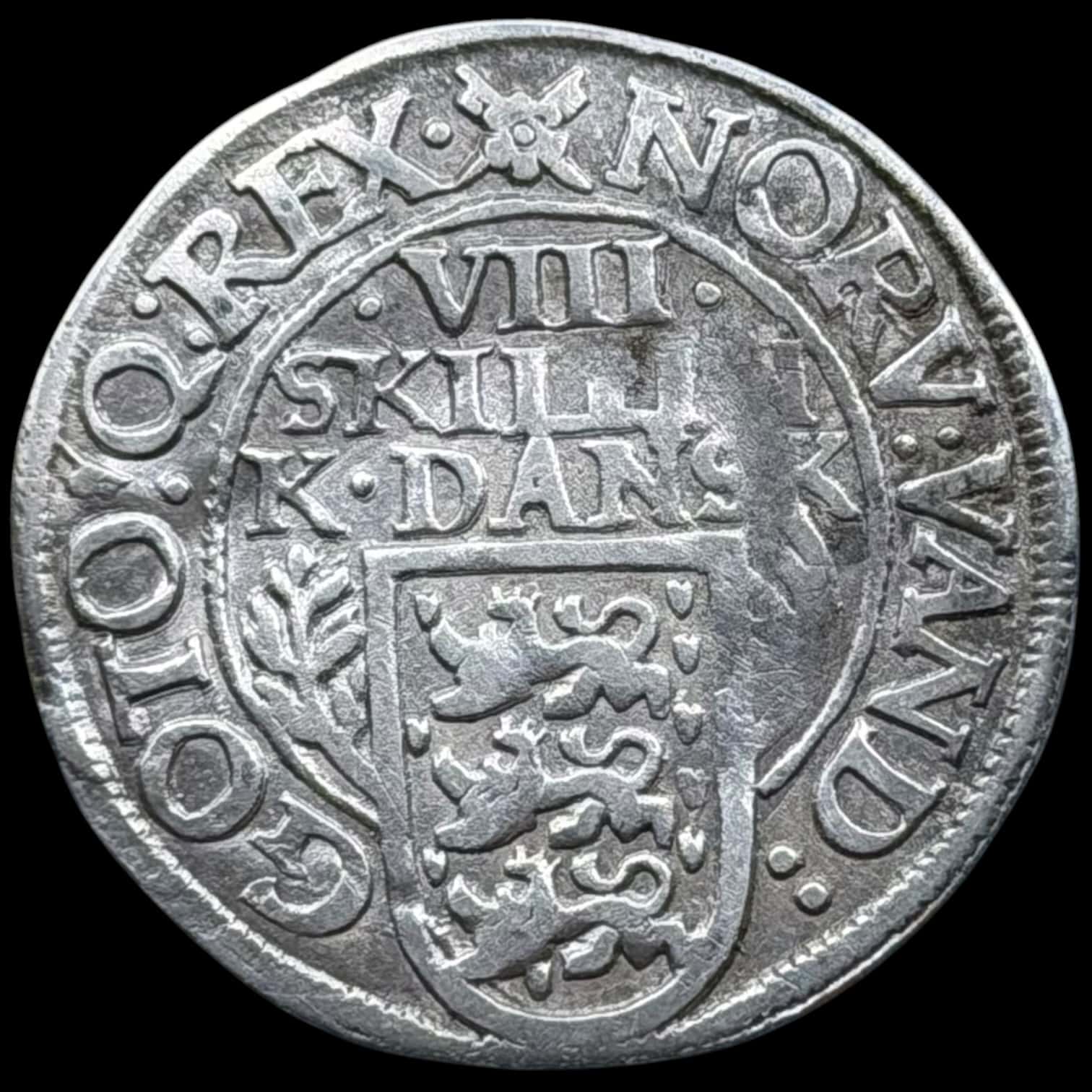 1608, 8 skilling, Chr.IV, Sieg 55, Hede 96, Kva. 1+-01 svag buklet - Image 2
