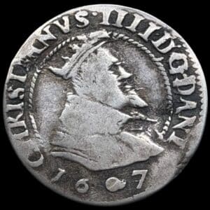 1607, 8 skilling, Chr.IV, Sieg 54.1, Hede 93A, Kva. 1-1+