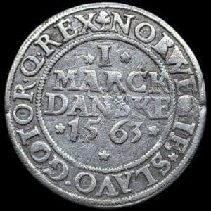 1563, 1 mark, Fre.II, Sieg 15.2, Hede 9B, Kva. 1-1+ renset