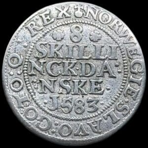 1583, 8 skilling, Fre.II, Sieg 14, Hede 26, Kva. 1+