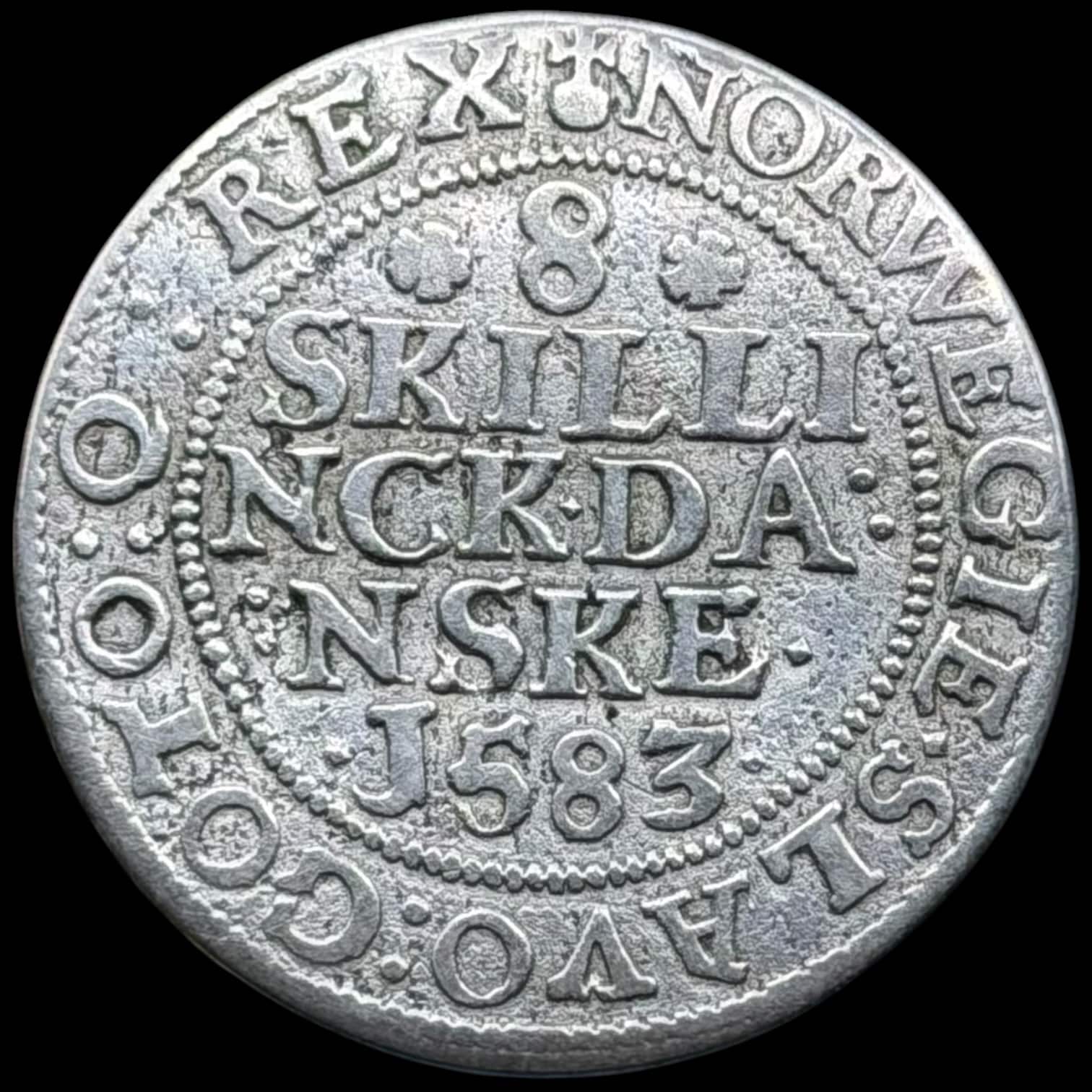 1583, 8 skilling, Fre.II, Sieg 14, Hede 26, Kva. 1+