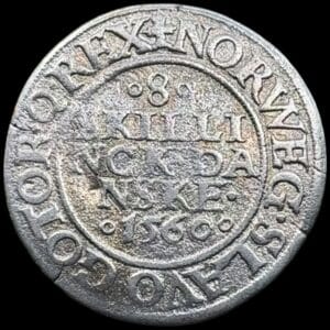 1560, 8 skilling, Fre.II, Sieg 11, Hede 10, Kva. 1 renset