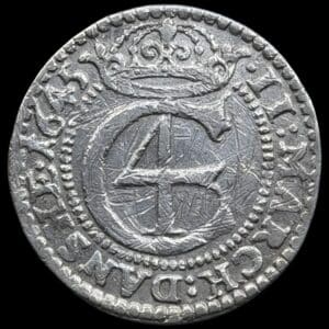 1645, 2 mark, Glückstadt, Chr.IV, Sieg 177.2, Hede 179, Kva. 01-1+ renset, ridser