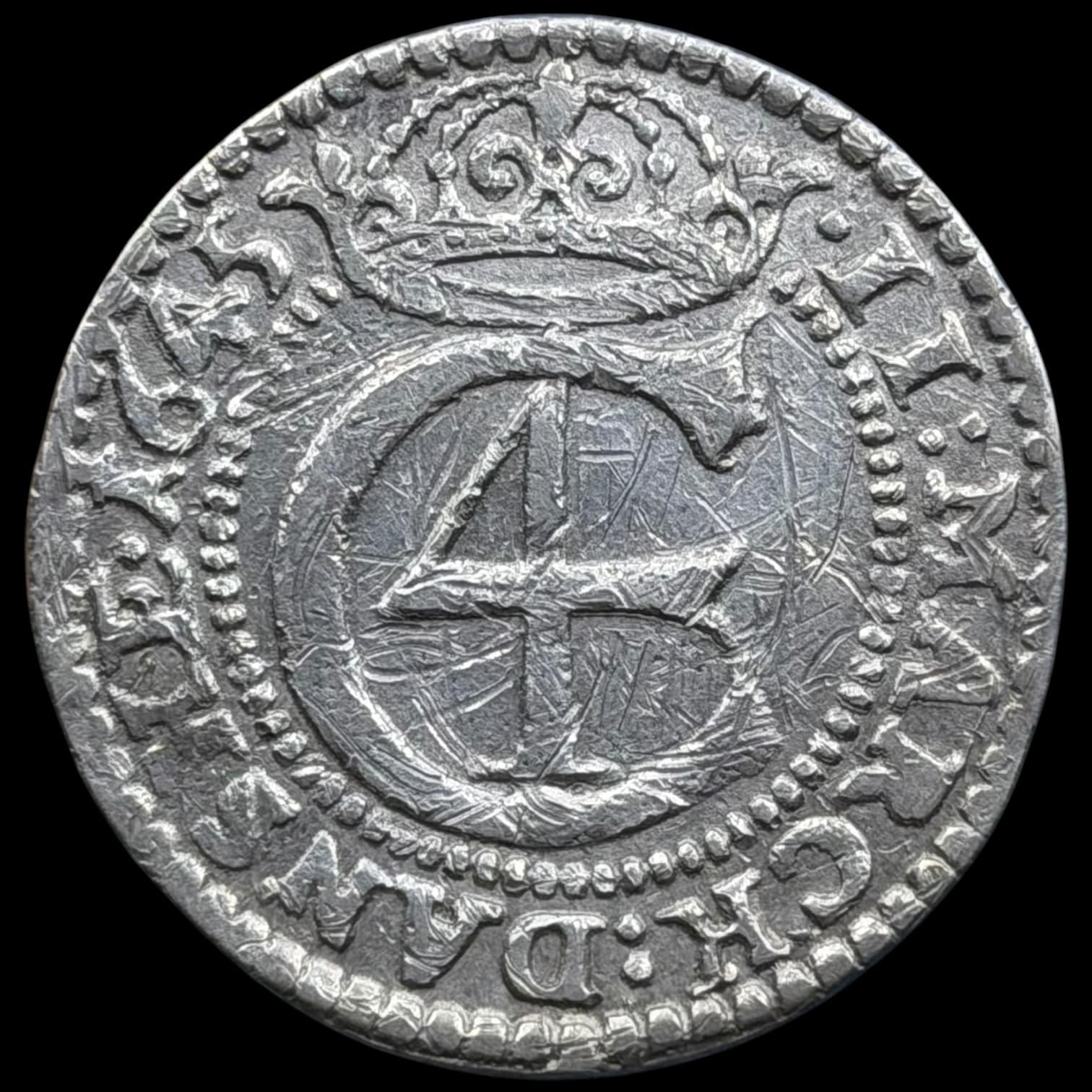 1645, 2 mark, Glückstadt, Chr.IV, Sieg 177.2, Hede 179, Kva. 01-1+ renset, ridser