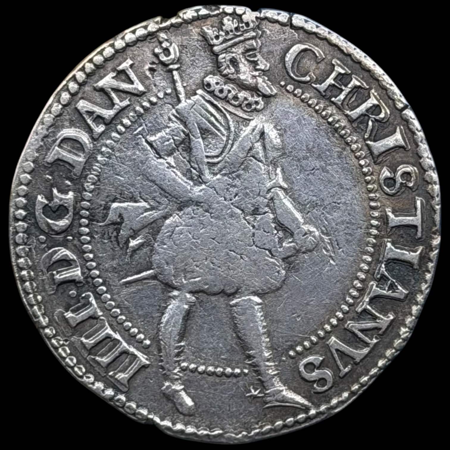 1621, 1 krone, Chr.IV, Sieg 79.4, Hede 107A, Kva 1-1+ blanket fejl i kanten - Image 2