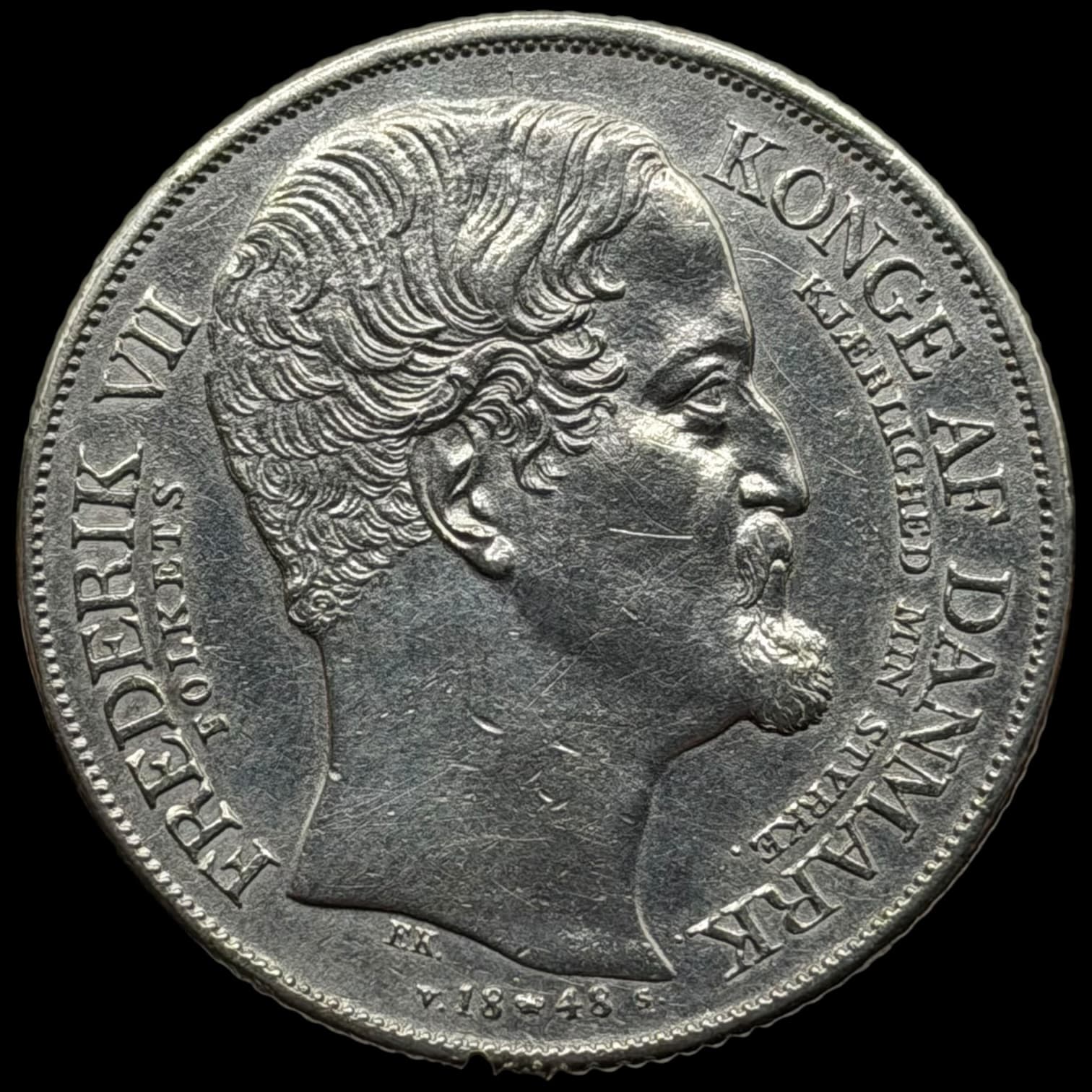 1848 VS, 1 speciedaler “Tronskifte”, Fre.VII, Sieg 7, Hede 3, Kva. 01-1+ Vh. - Image 2