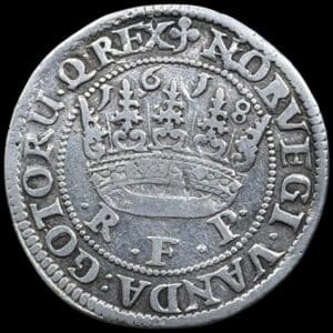 1618, 1/2 krone, Chr.IV, Sieg 79.1, Hede 107A, Kva. 1+-1