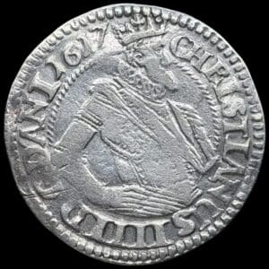1617, 1 mark, Chr.IV, Sieg 68.3, Hede 68.3, Hede 99C, KVa. 1+ renset, svag monteringspor på rand