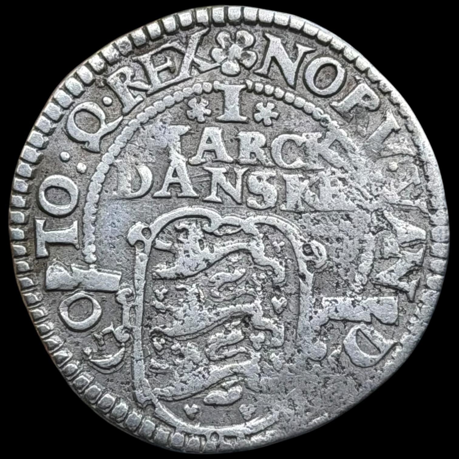 1614, 1 mark, Chr.IV, Sieg 68.2, Hede 99B, Kva. 1 ridser, lille borrer mærke - Image 2