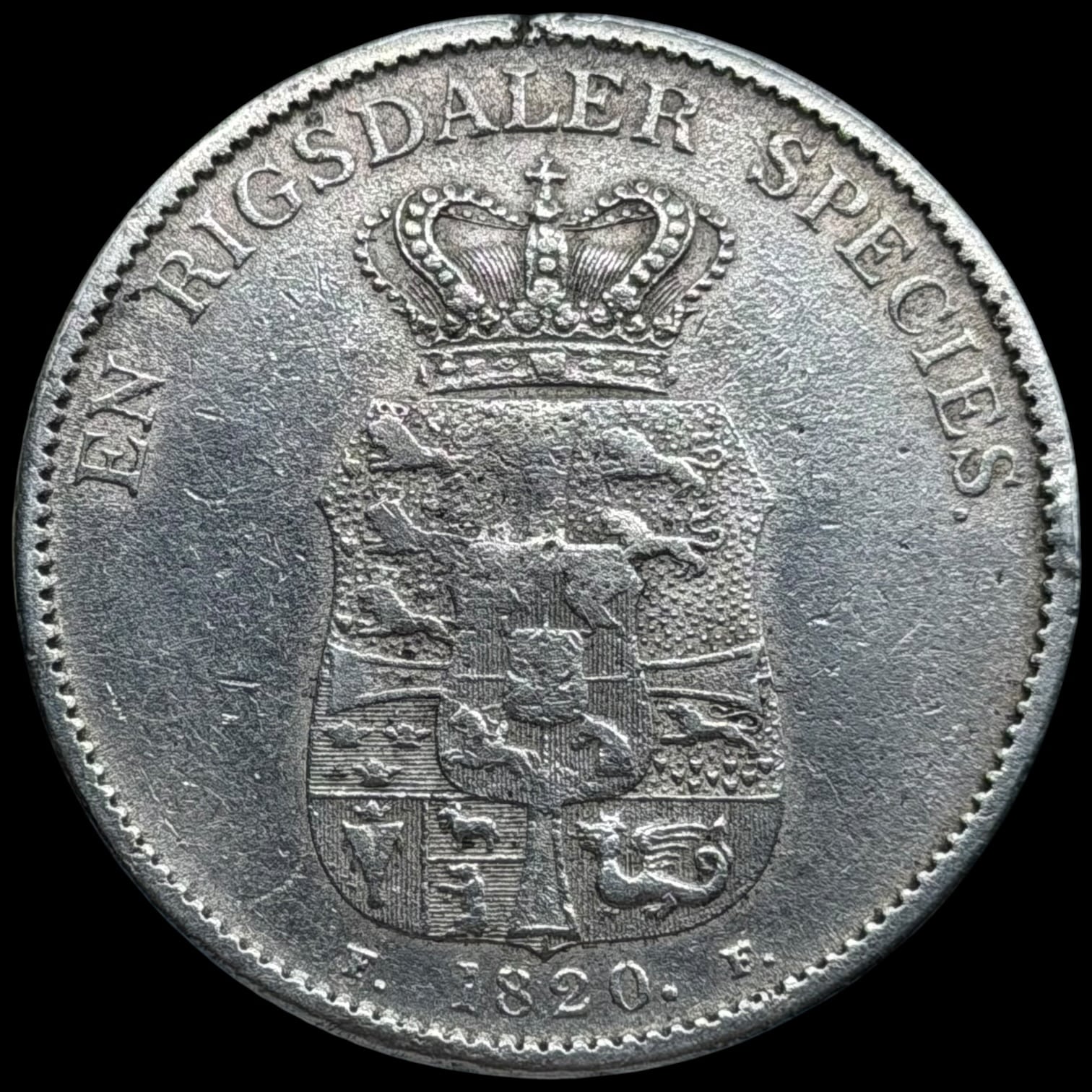 1820 FF, speciedaler, Fre.VI, Sieg 30.4, Hede 26D, Kva. 1-1+ renset, kantstød